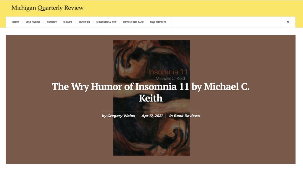 Insomnia 11 book review in Michigan Quarterly Review